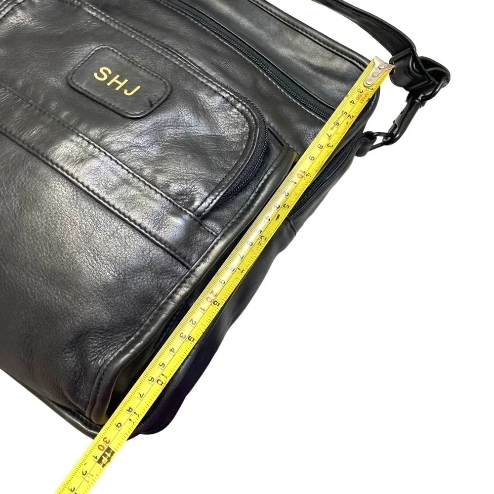 Tumi vintage black leather mens messenger bag